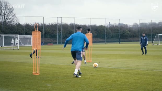 Tierney in Arsenal training ahead of Benfica match